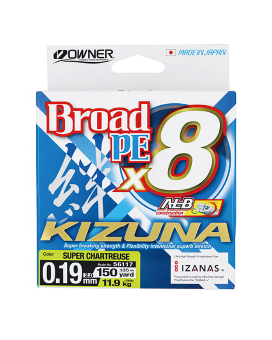 Owner KIZUNA Broad PE X8 Multi-Colour (300m)